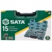 JOGO DE SOQUETES SEXTAVADO DE 10 A 24MM ENCAIXE 1/2 COM 15 PEÇAS ST09525SJ SATA