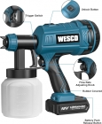 PISTOLA DE PINTURA A BATERIA 18V WESCO WS2342.9